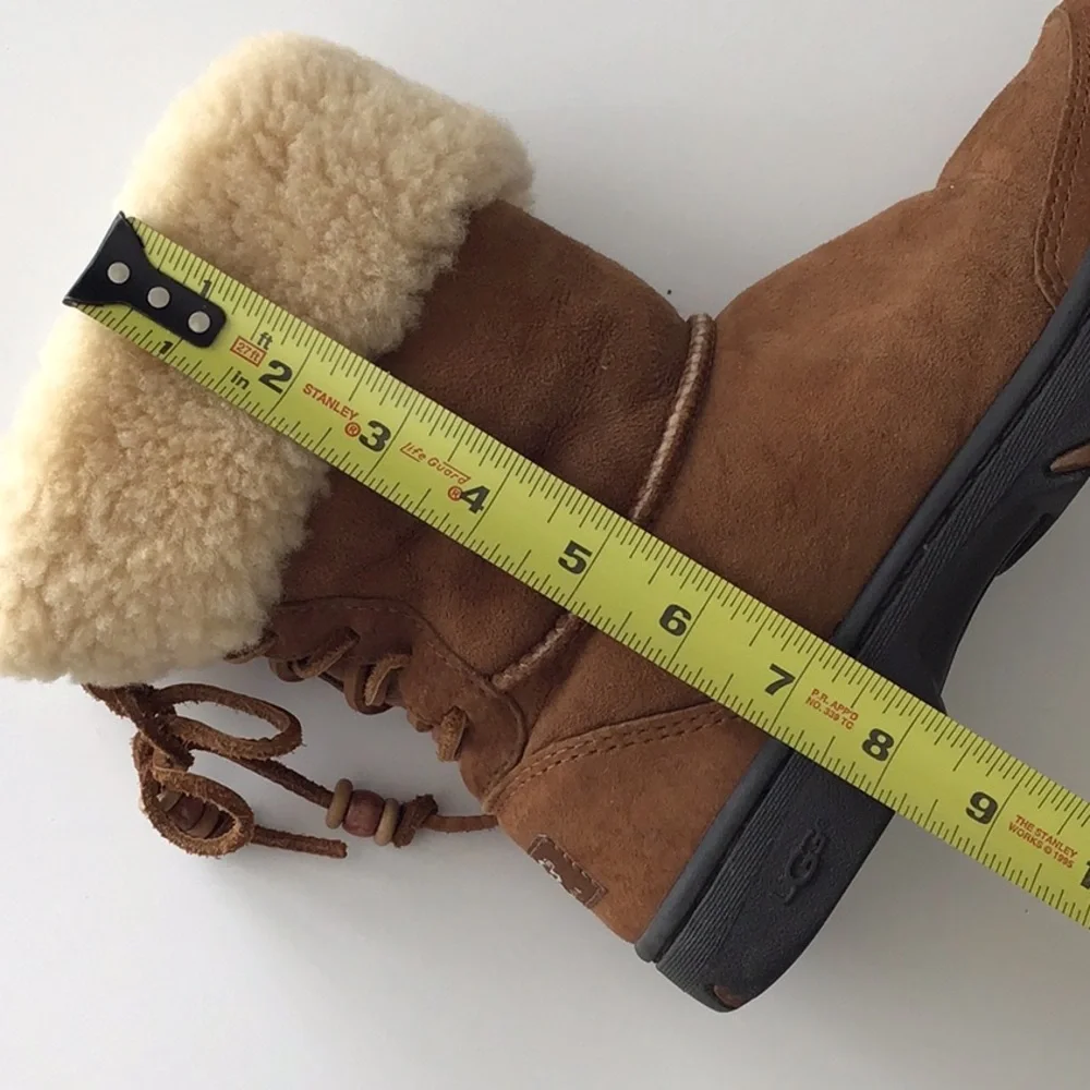 Ugg Ultimate Bind Boots 5219 Lace Up‎ Back Beads Sheepskin Fur Australia